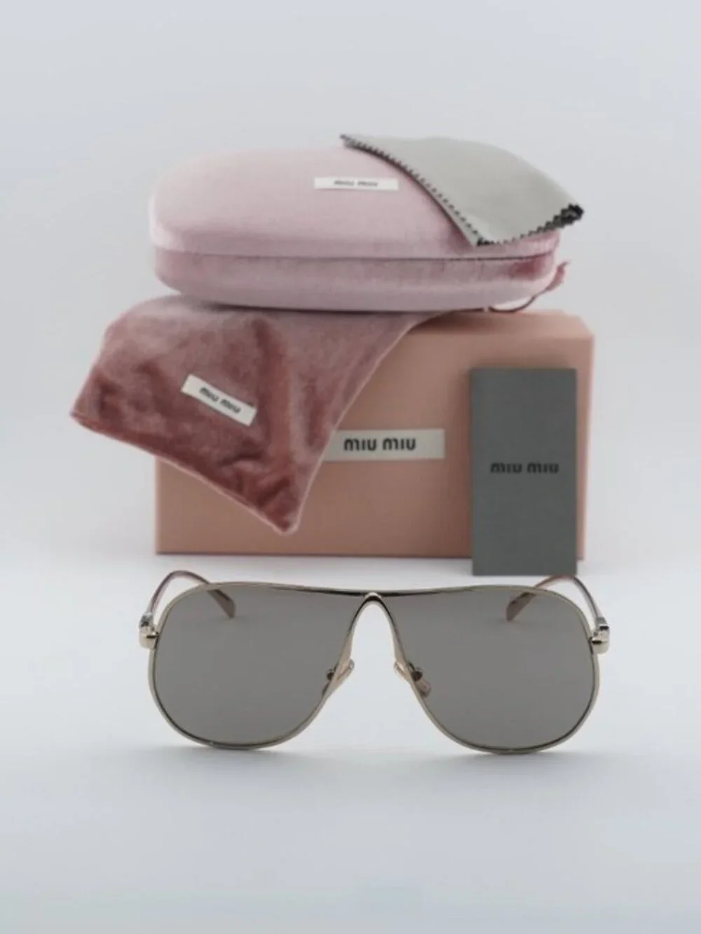 Miu Miu MUA56S ZVN80Q Geometric Sunglasses – Gold/Dark Grey